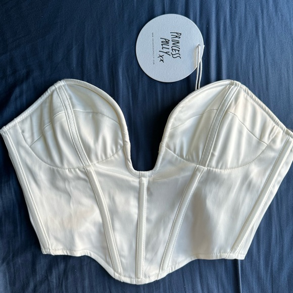 NWT Princess Polly Irvine Strapless White Satin Corset Bustier Top - Picture 4 of 4